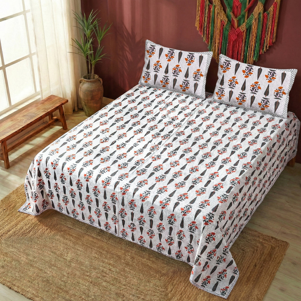 Pure Cotton Bedsheet | King Size Orange