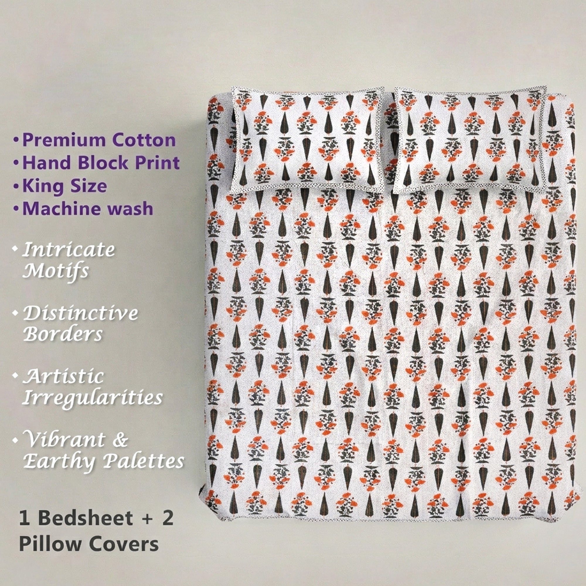 Pure Cotton Bedsheet | King Size Orange