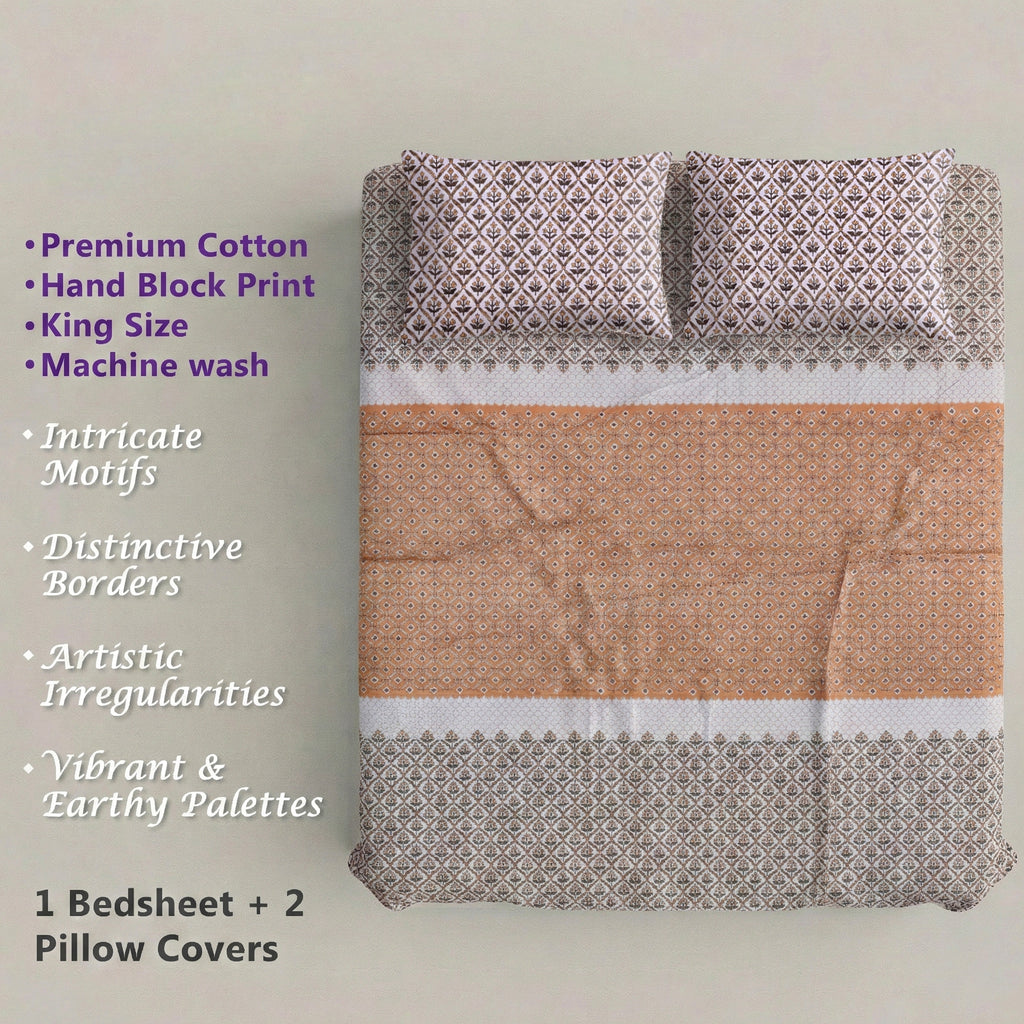 Pure Cotton Bedsheet | King Size Brown