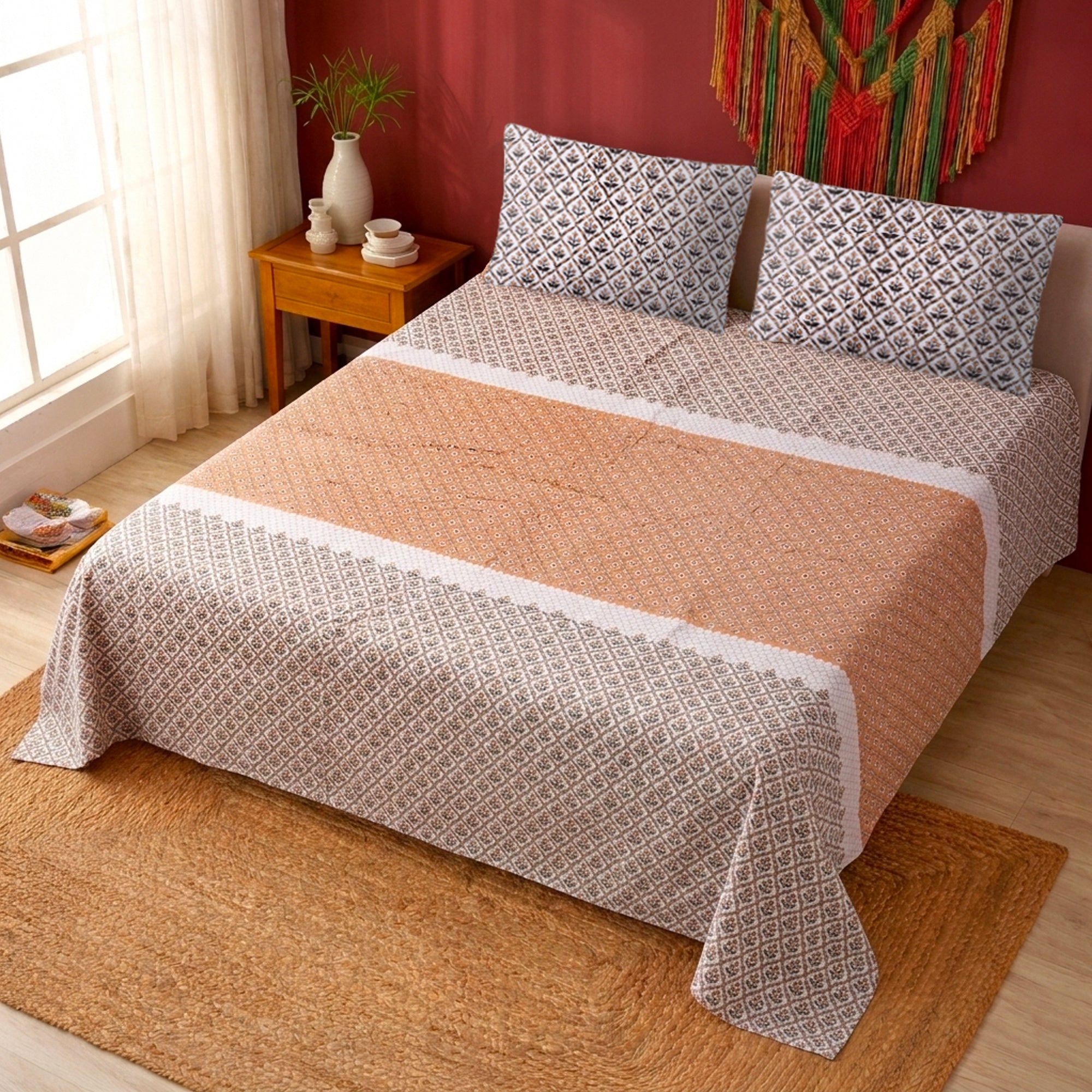 Pure Cotton Bedsheet | King Size Brown