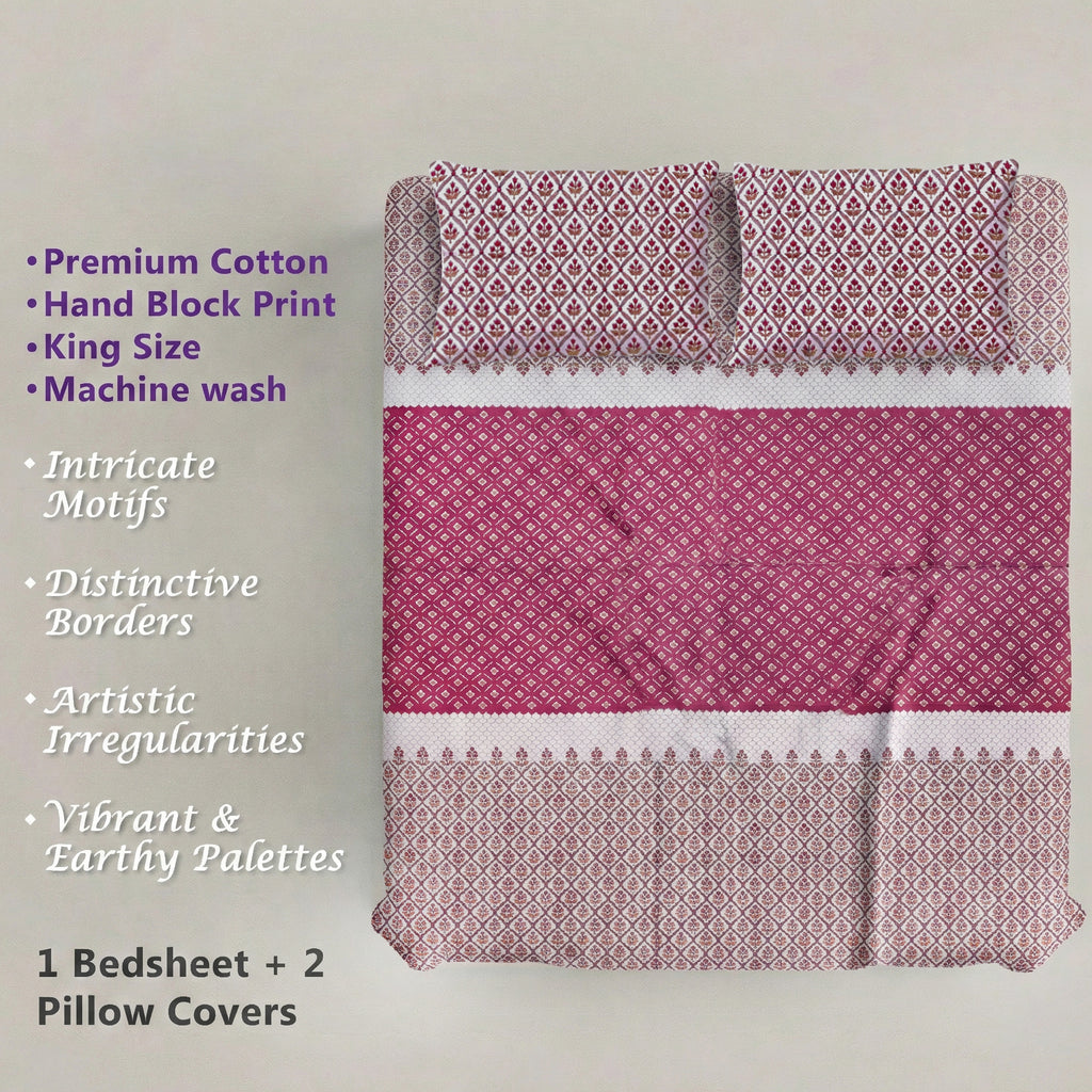 Pure Cotton Bedsheet | King Size Red