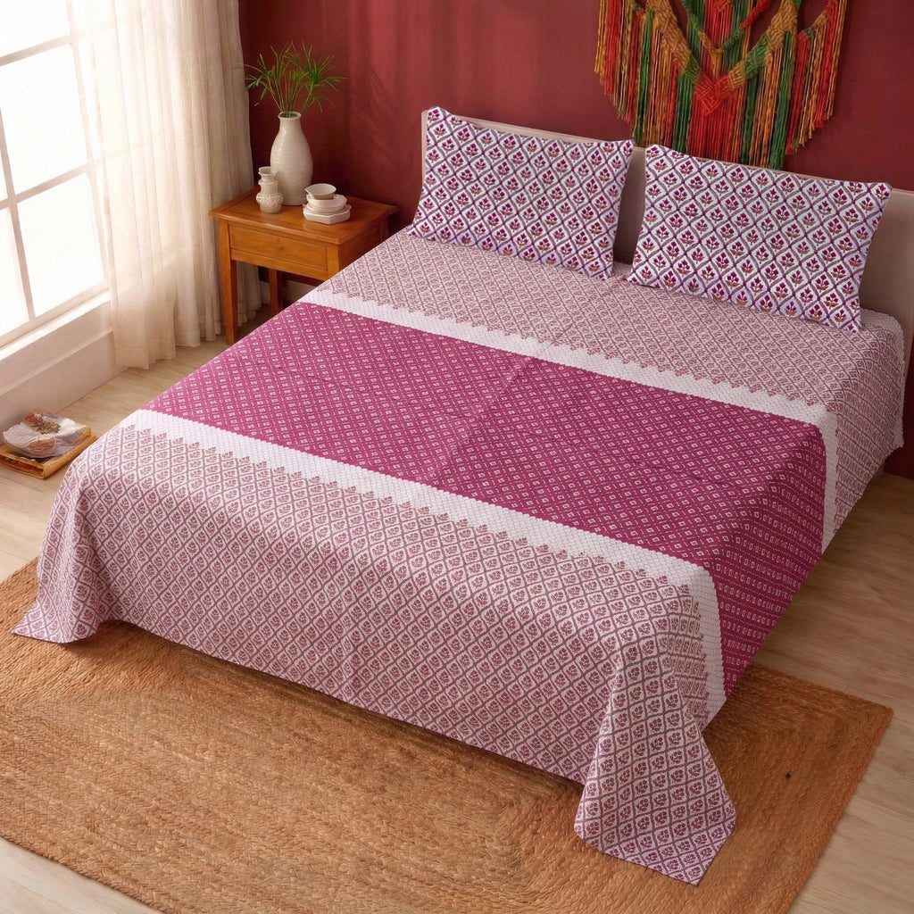 Pure Cotton Bedsheet | King Size Red