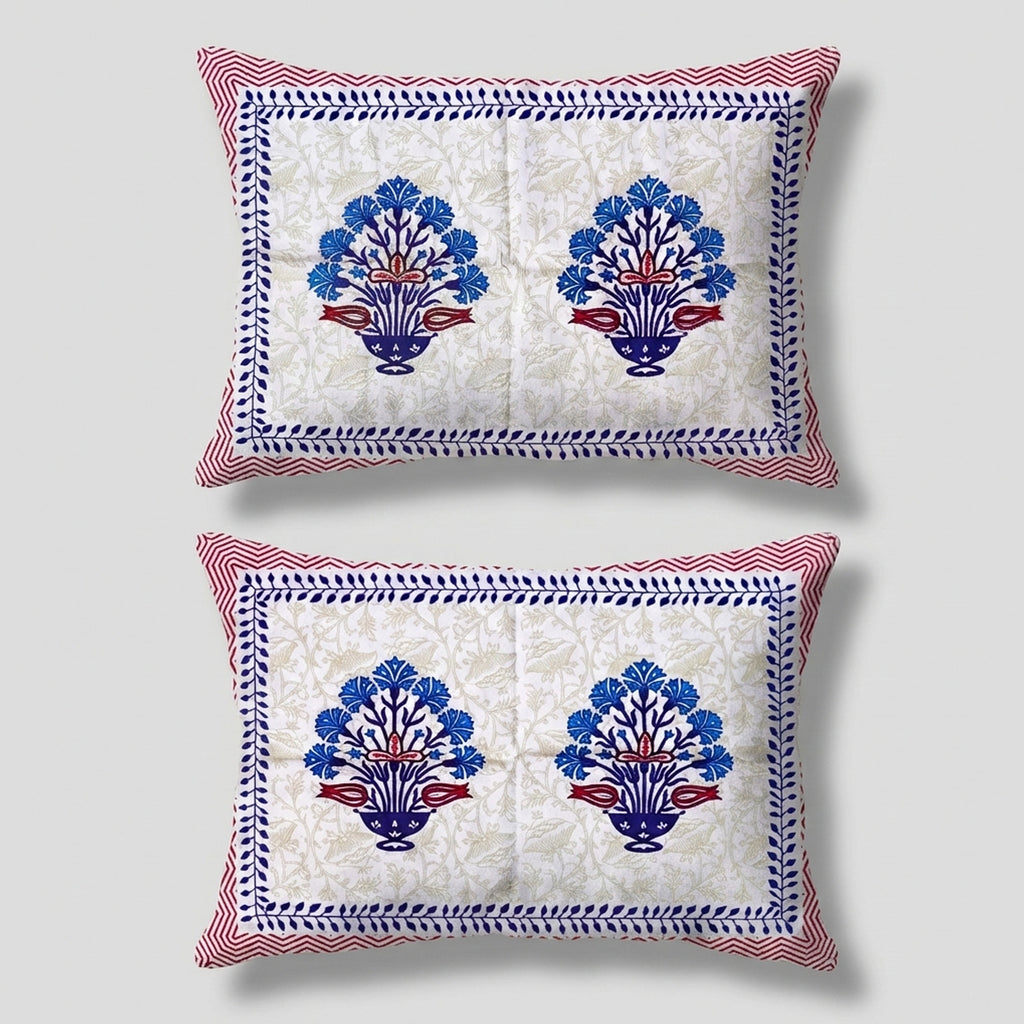 Pure Cotton Bedsheet | King Size Blue/Red