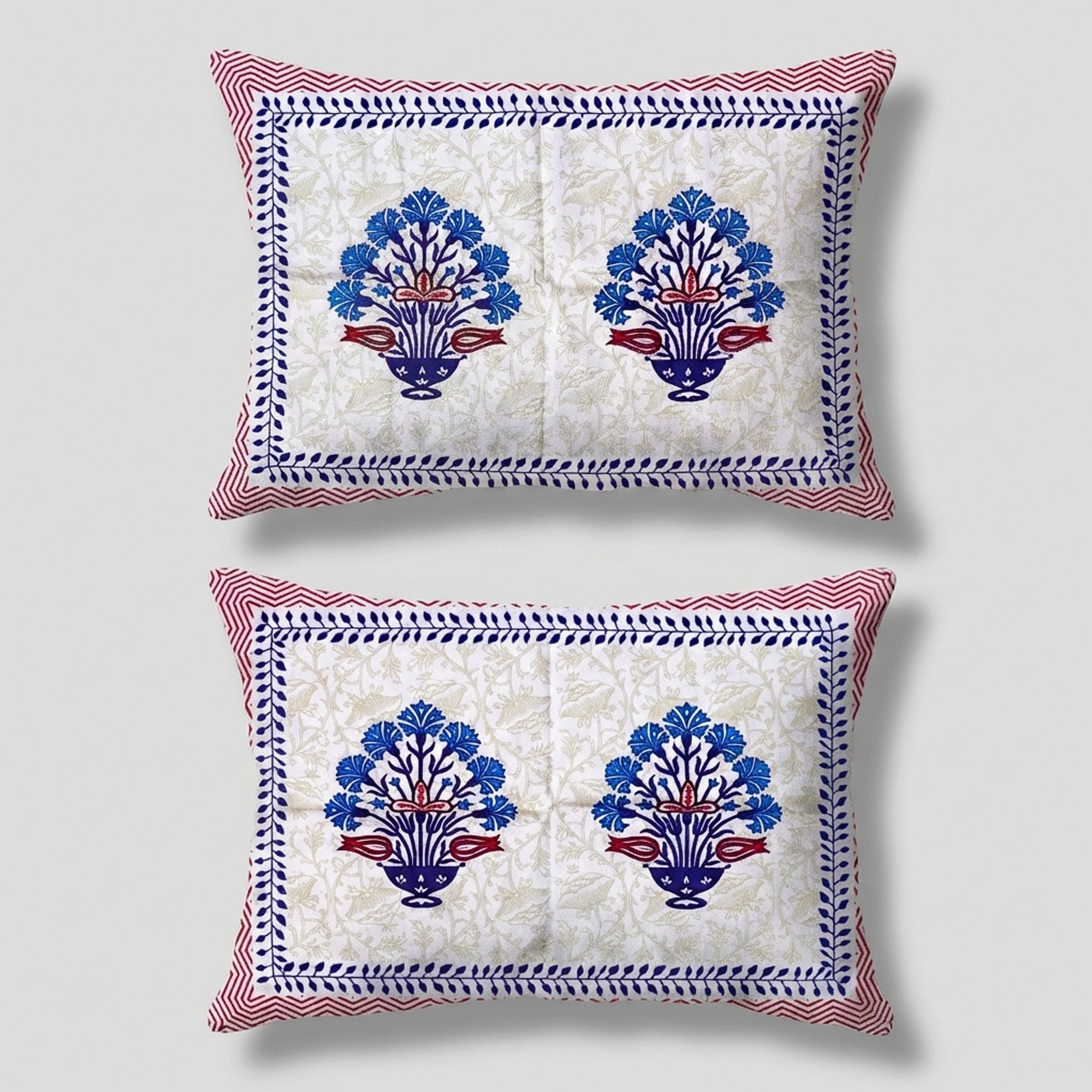 Pure Cotton Bedsheet | King Size Blue/Red