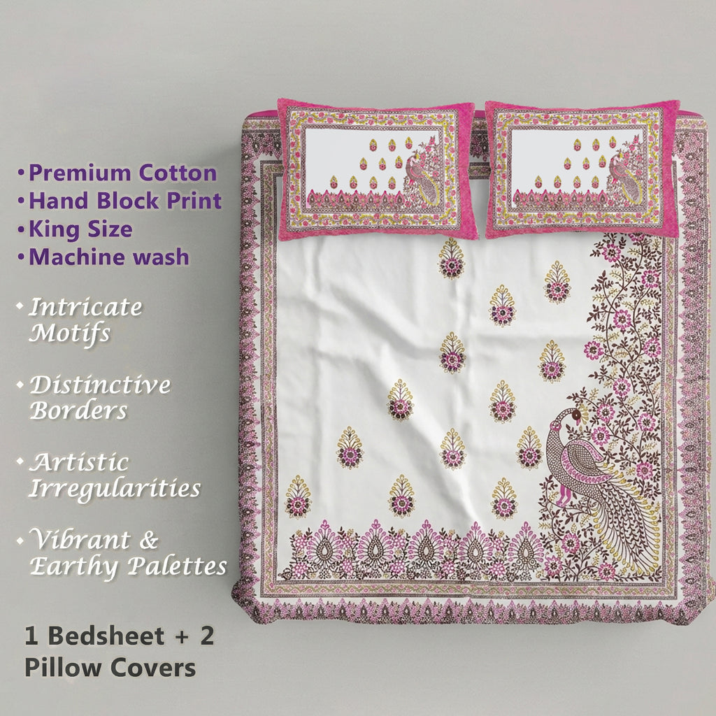 Pure Cotton Bedsheet | King Size Pink