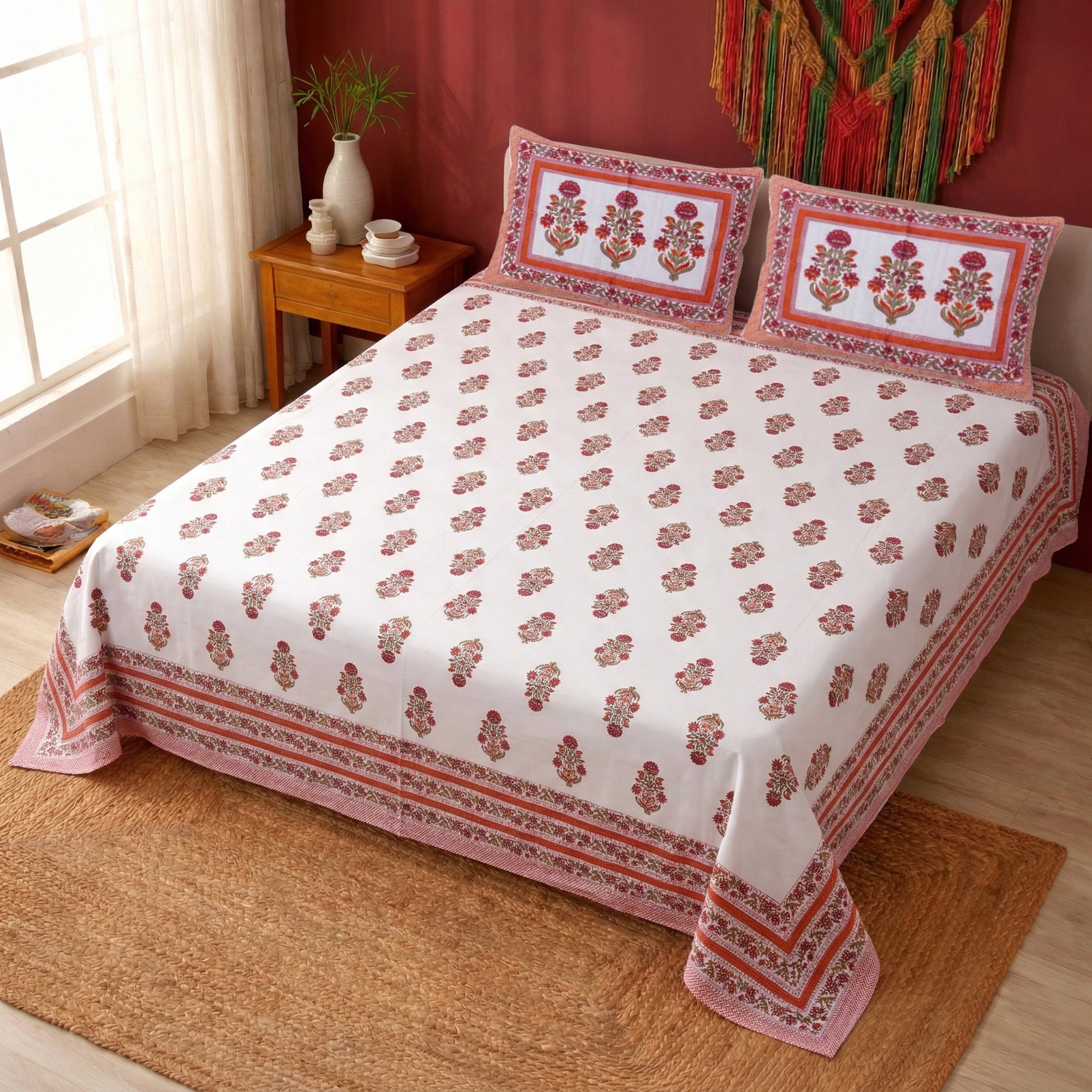 PURE COTTON HANDBLOCK KING SIZE BEDHEET