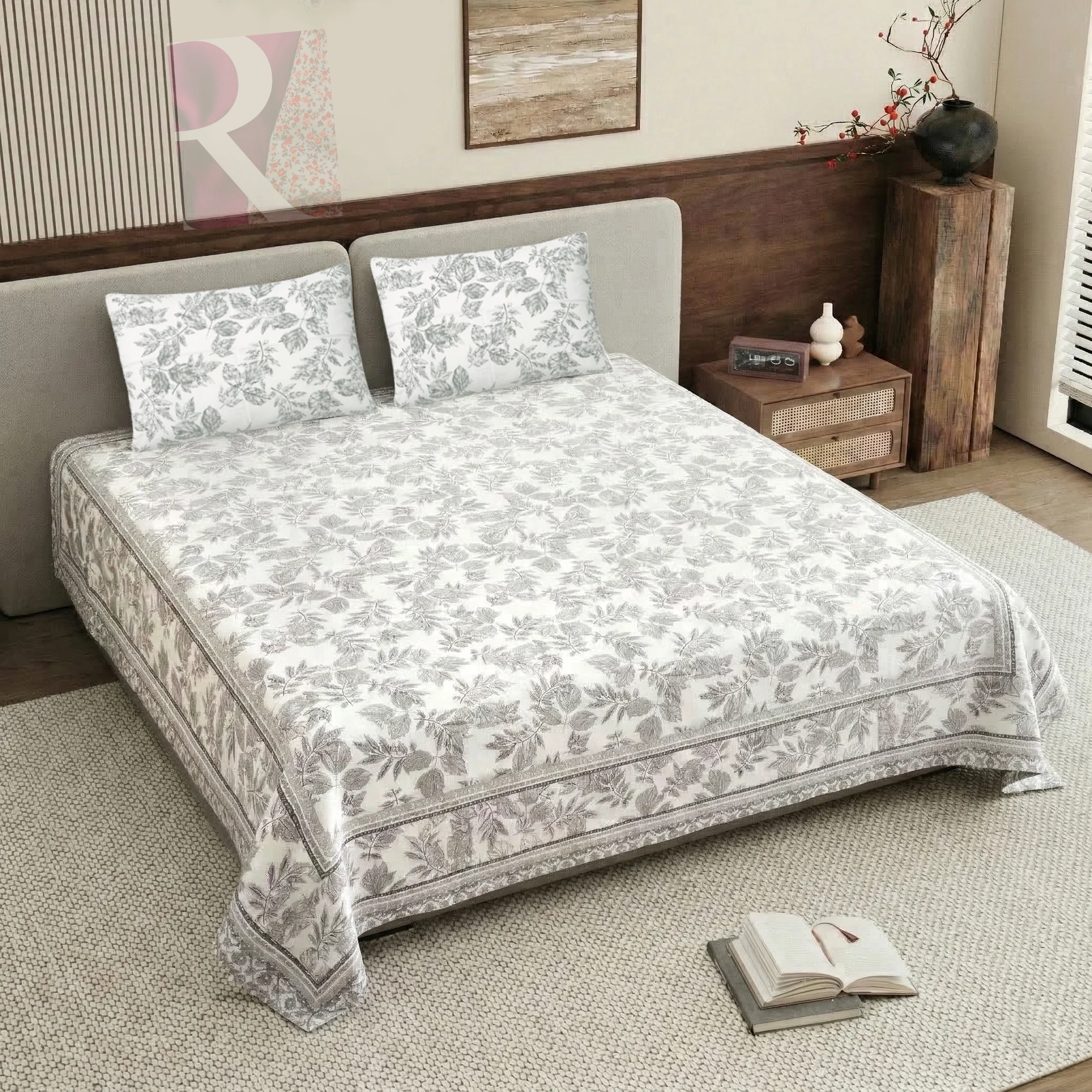 Pure Cotton Bedsheet | Double Size Grey