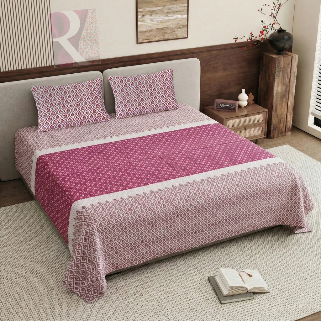 Pure Cotton Bedsheet | King Size Red