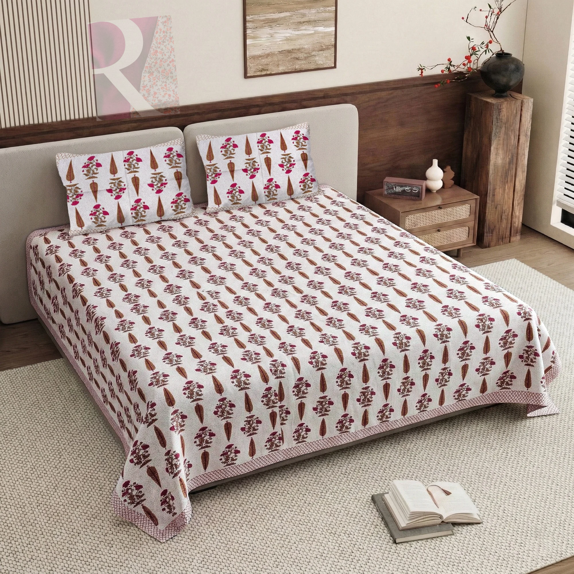 Pure Cotton Bedsheet | King Size Red