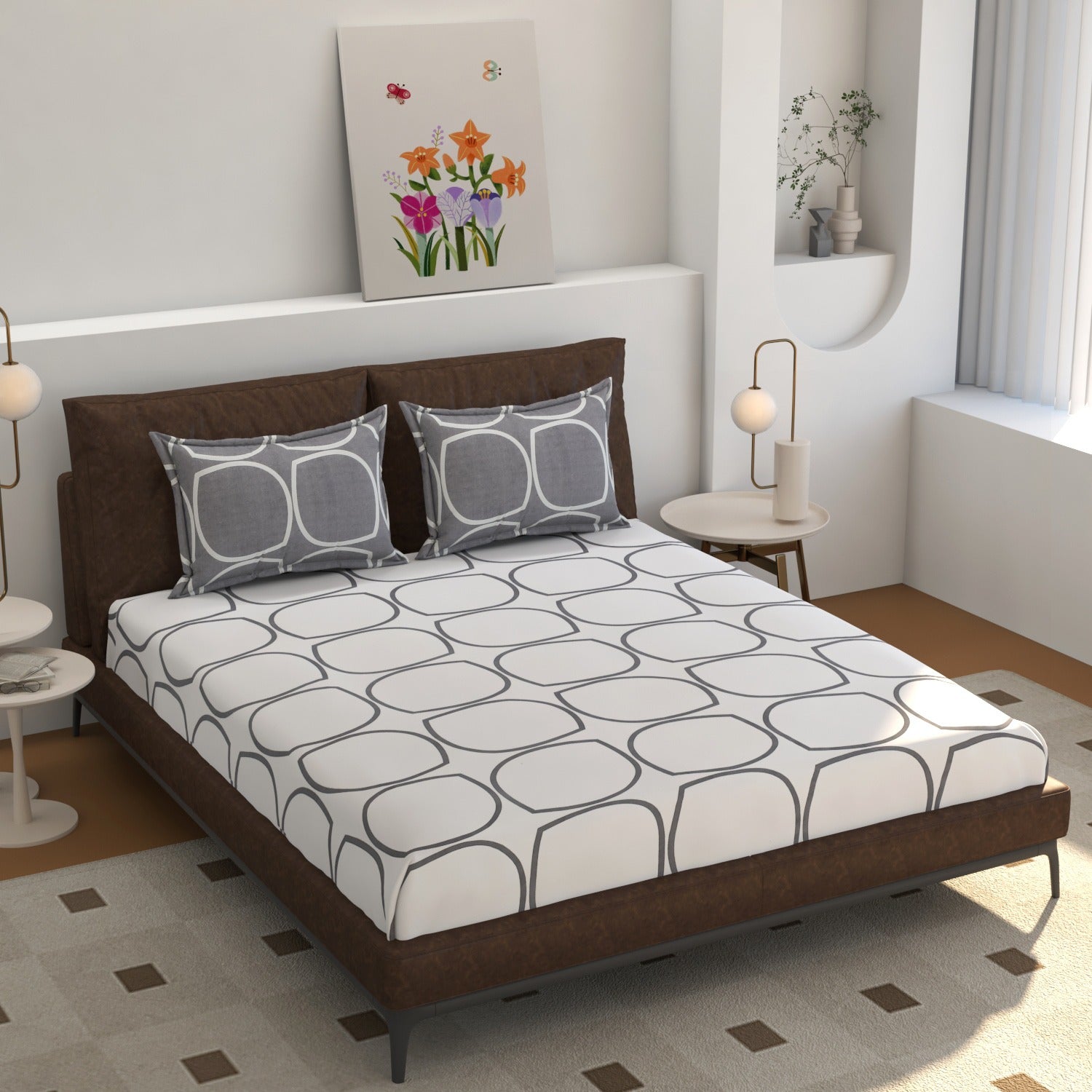 Microfibre Bedsheet Set | Double Bed Grey with 2 Pillow Covers
