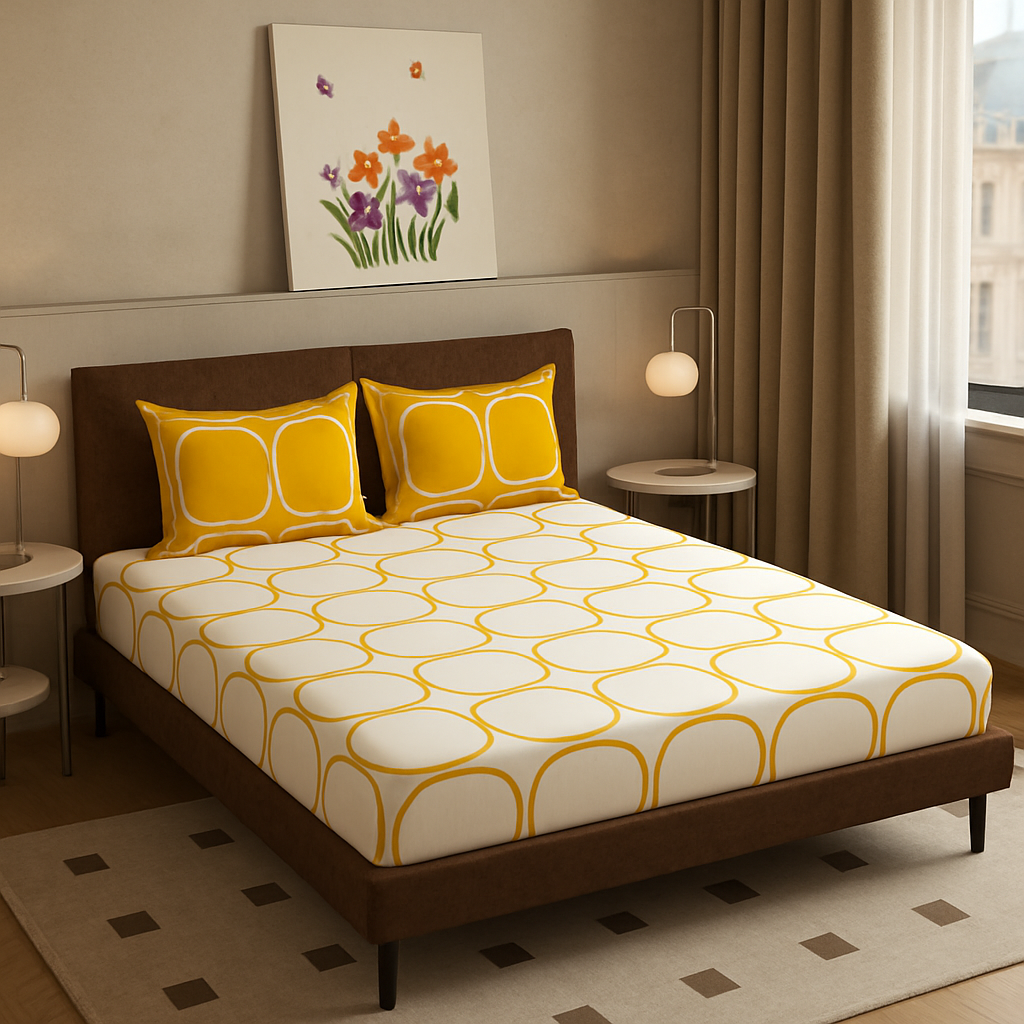 Microfibre Bedsheet Set | Double Bed Yellow with 2 Pillow Covers