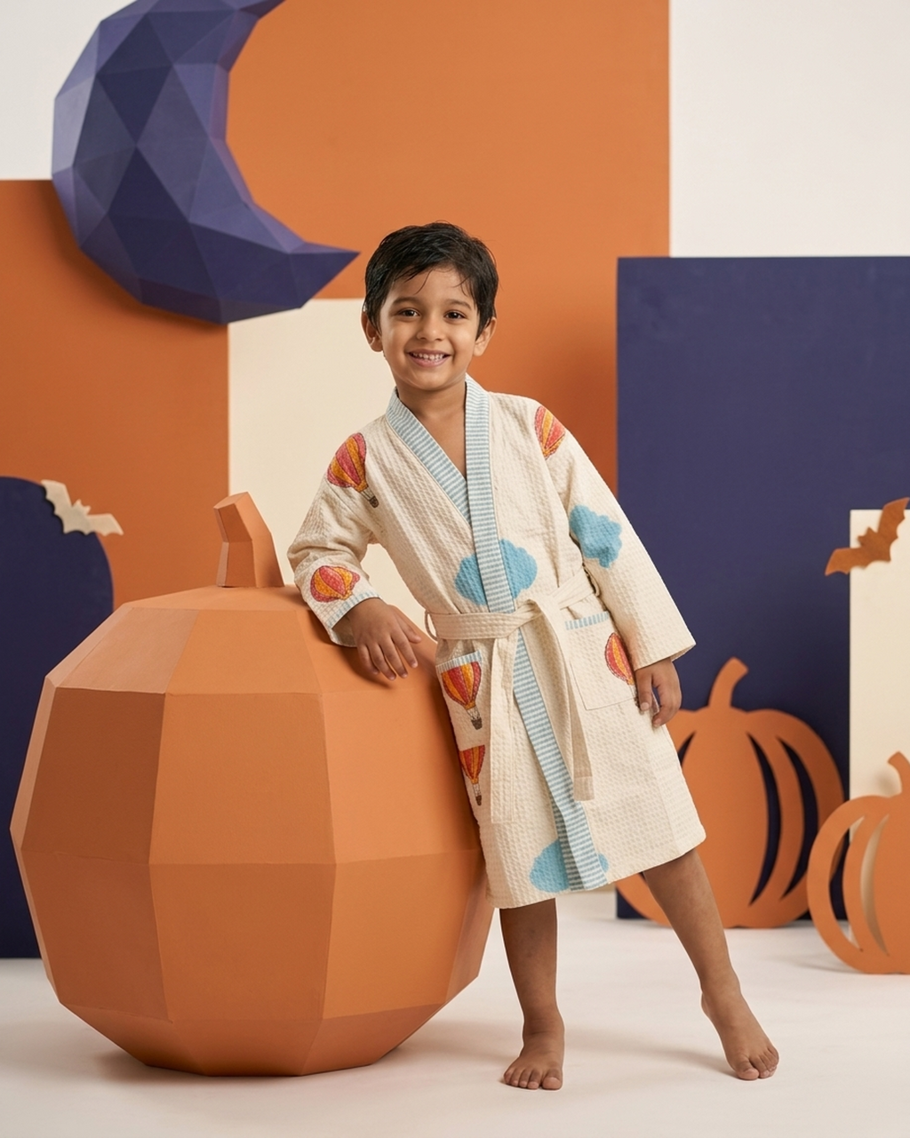 Kids Waffle Cotton Bathrobe - Free Size