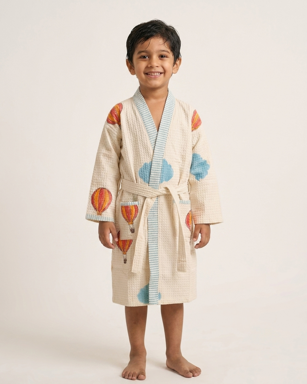 Kids Waffle Cotton Bathrobe - Free Size