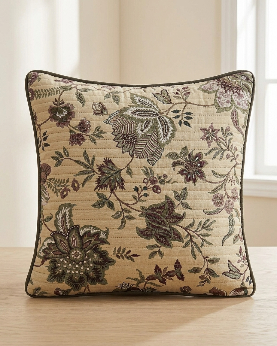 Anokhi Cotton Quilted Cushion Cover 5 Pc Set with Zip | 16x16 Inch